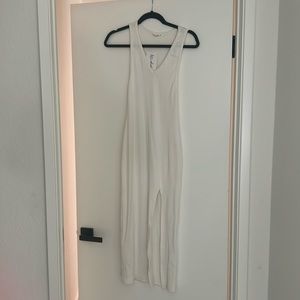 Midi white tank dress with slit from 12th Tribe. Never worn, tags still on!